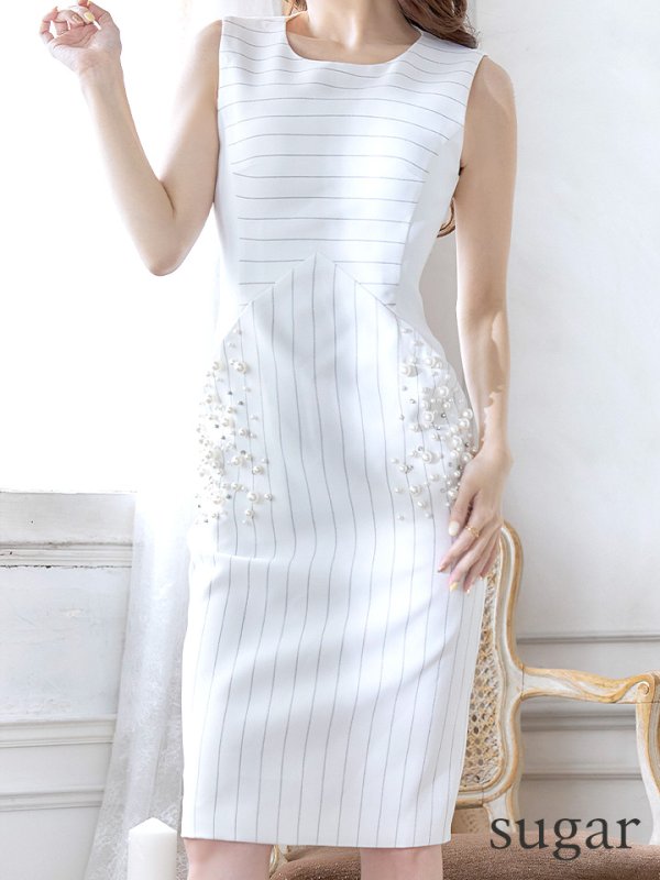 画像8: 【ERUKEI エルケイ】【XS-Lサイズあり】ビジュー/ ノースリーブ/ タイト/ 膝丈/ワンピース/ ミニドレス/ キャバドレス[OF2]