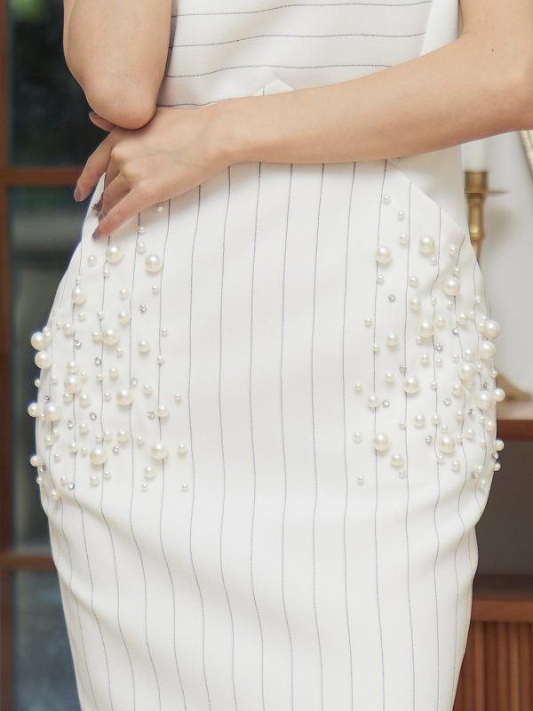 画像6: 【ERUKEI エルケイ】【XS-Lサイズあり】ビジュー/ ノースリーブ/ タイト/ 膝丈/ワンピース/ ミニドレス/ キャバドレス[OF2]