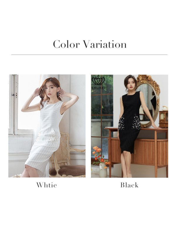 画像16: 【ERUKEI エルケイ】【XS-Lサイズあり】ビジュー/ ノースリーブ/ タイト/ 膝丈/ワンピース/ ミニドレス/ キャバドレス[OF2]