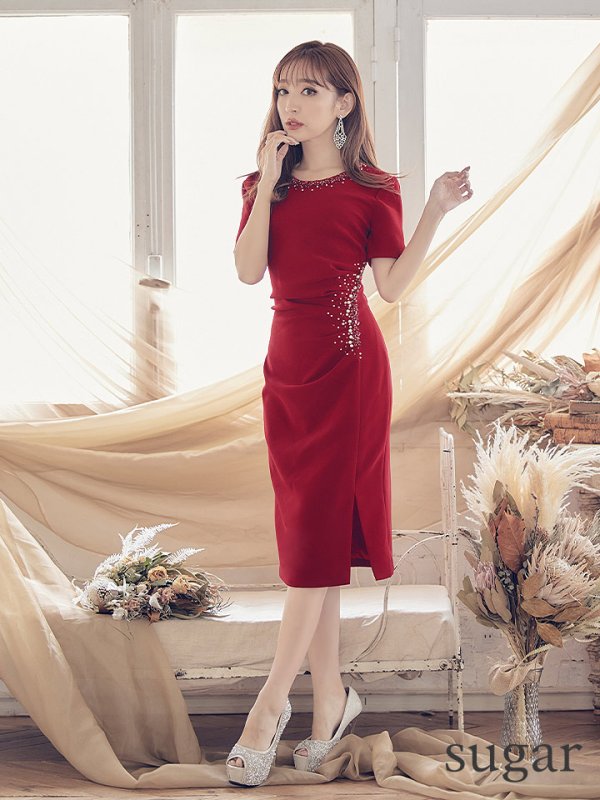 画像7: 【ERUKEI エルケイ】【XS-Lサイズあり】ビジュー/ ワンカラー/ ミディアム/ワンピース/タイト/ 膝丈/ワンピース/ ミニドレス/ キャバドレス[OF2]