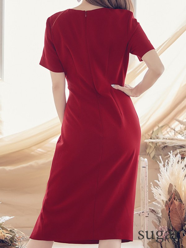 画像9: 【ERUKEI エルケイ】【XS-Lサイズあり】ビジュー/ ワンカラー/ ミディアム/ワンピース/タイト/ 膝丈/ワンピース/ ミニドレス/ キャバドレス[OF2]