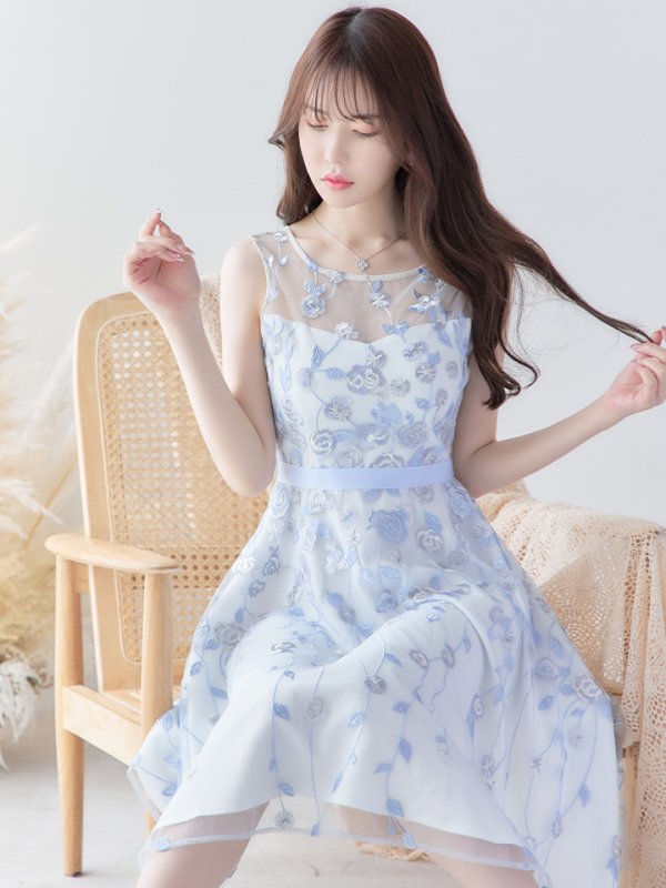 画像12: XS-Lサイズあり【ERUKEI エルケイ】花柄 /総レース / Aライン/ ミディアム丈/ 膝丈/ フレア/ワンピース / キャバドレス[OF2]