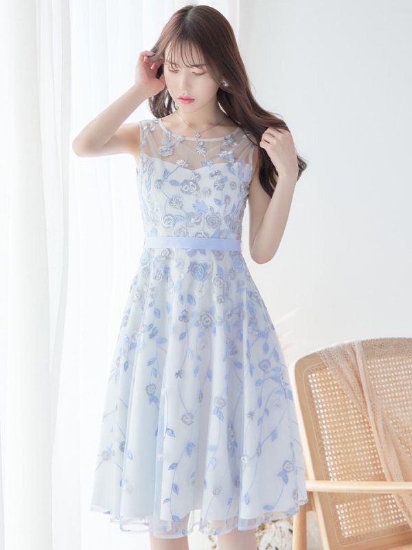 画像14: XS-Lサイズあり【ERUKEI エルケイ】花柄 /総レース / Aライン/ ミディアム丈/ 膝丈/ フレア/ワンピース / キャバドレス[OF2]