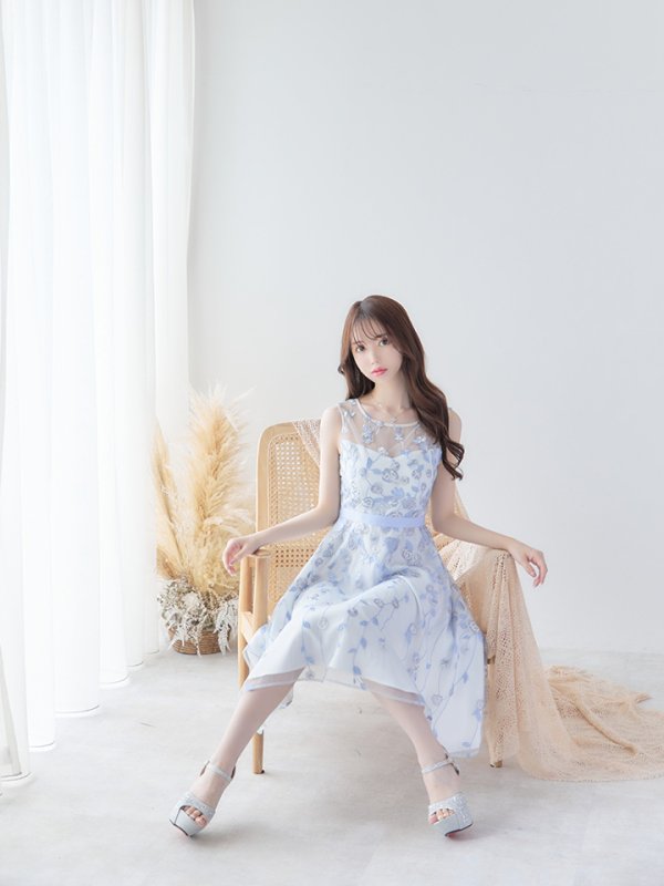 画像15: XS-Lサイズあり【ERUKEI エルケイ】花柄 /総レース / Aライン/ ミディアム丈/ 膝丈/ フレア/ワンピース / キャバドレス[OF2]