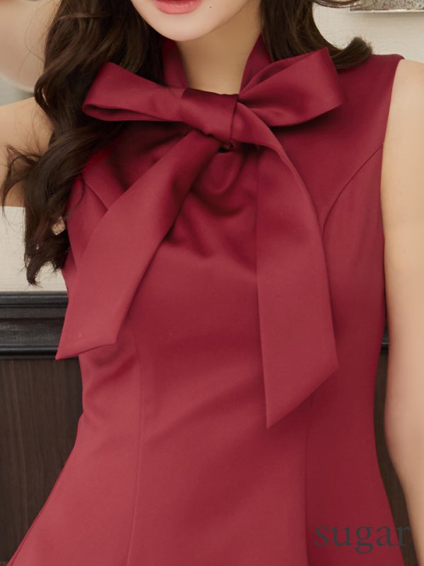 ワインレッド モデル:ぴょな 身長:160cm:5号(XSサイズ)