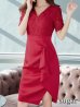 画像8: XS-Lサイズあり【ERUKEI エルケイ】レース/ フリル/ 袖あり/ 長袖/ 膝丈/ミディアムタイト/ ワンピース/ タイト/ ミディアムドレス/ キャバドレス[OF2]