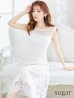 XS-Lサイズあり【GINZA COUTURE/銀座クチュール】ボートネック/ 総レース/ ワンカラー/ ノースリーブ/ ミモレ丈/マキシ丈/ Aライン/ ワンピース/ ミディアムドレス/ キャバドレス　ホワイト
