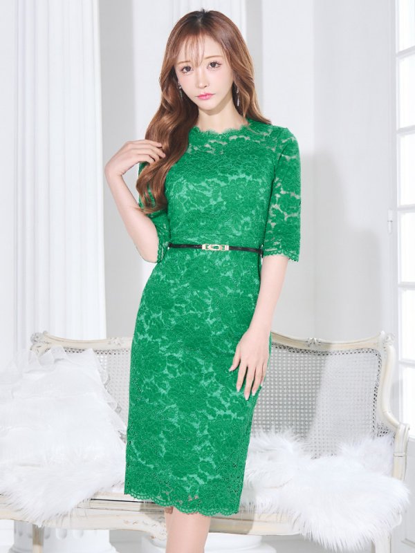 画像4: XS-Lサイズあり【ERUKEI エルケイ】レース/ 花柄/ 袖あり/七分袖/ タイト/ ワンピース/ ミニドレス/ キャバドレス[OF2]