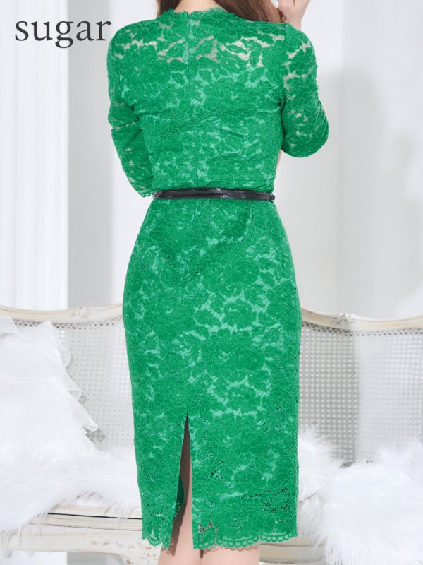 画像10: XS-Lサイズあり【ERUKEI エルケイ】レース/ 花柄/ 袖あり/七分袖/ タイト/ ワンピース/ ミニドレス/ キャバドレス[OF2]