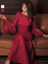 XS-Lサイズあり【ERUKEI エルケイ】 総レース/ ベルスリーブ/ Aライン/ エレガント/ ロングドレス/ キャバドレス[OF2]