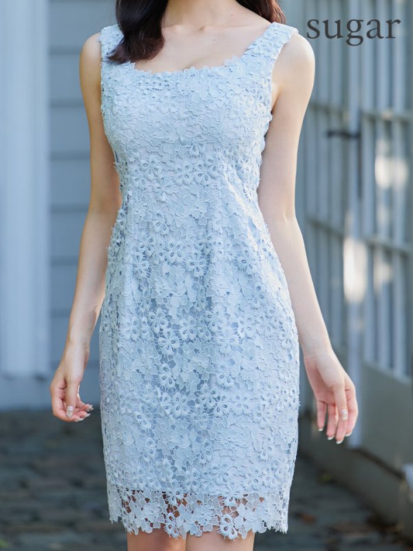 画像35: XS-Lサイズあり【ERUKEI エルケイ】 シンプル/ ワンカラー/ フラワーレース/ ノースリーブ/ タイト/ ワンピース/ ミニドレス/ キャバドレス[OF2]