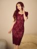ワインレッド　モデル：真優川咲　身長：158cm　着用サイズ：7号(Sサイズ)