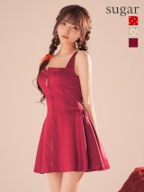 XS-Lサイズあり【ERUKEI エルケイ】ドット柄/ フロントジップ/ ノースリーブ/ バックスピンドル/ Aライン/ フレア/ ワンピース/ ミニドレス/ キャバドレス[OF2]