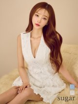 XS-Lサイズあり【ERUKEI エルケイ】フラワーレース/ 総レース/ ノースリーブ/ Vネック/ フレア/ Aライン/ ワンピース/ ミニドレス/ キャバドレス[OF2]