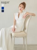 XS-Lサイズあり【ERUKEI/エルケイ】ワンカラー/ シンプル/ 胸元スリットカット/ ノースリーブ/ ストレッチ/ タイト/ マーメイド/ ロングドレス/ キャバドレス[OF2]
