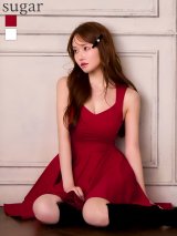 XS-Lサイズあり【ERUKEI エルケイ】シンプル/ ワンカラー/ ノースリーブ/ フレア/ Aライン/ ワンピース/ ミニドレス/ キャバドレス[OF2]