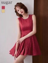 XS-Lサイズあり【ERUKEI エルケイ】ネックビジュー/ シンプル/ ノースリーブ/ フレア/ Aライン/ ワンピース/ ミニドレス/ キャバドレス[OF2]