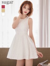 XS-Lサイズあり【ERUKEI エルケイ】ネックビジュー/ シンプル/ ノースリーブ/ フレア/ Aライン/ ワンピース/ ミニドレス/ キャバドレス[OF2]