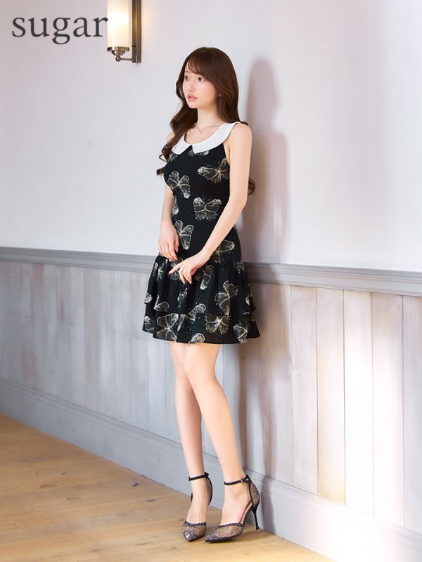 ブラックxホワイト モデル:ゆめ 身長:160cm 着用サイズ:7号(Sサイズ)