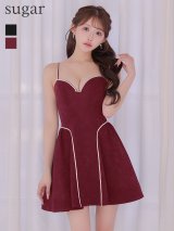 XS-Lサイズあり【ERUKEI エルケイ】バイカラーライン/ シンプル/ 谷間魅せ/ ノースリーブ/ キャミ/ フレア/ Aライン/ ミニドレス/ キャバドレス[OF2]