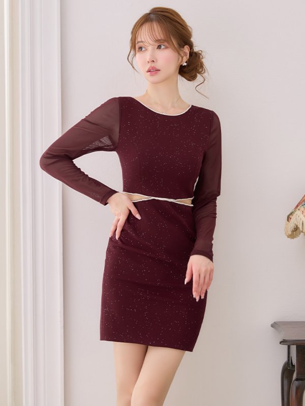 ワインレッド　モデル：ゆめ　身長：160cm　着用サイズ：Sサイズ