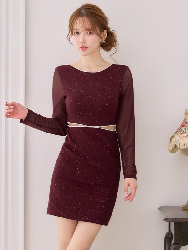 ワインレッド　モデル：ゆめ　身長：160cm　着用サイズ：Sサイズ