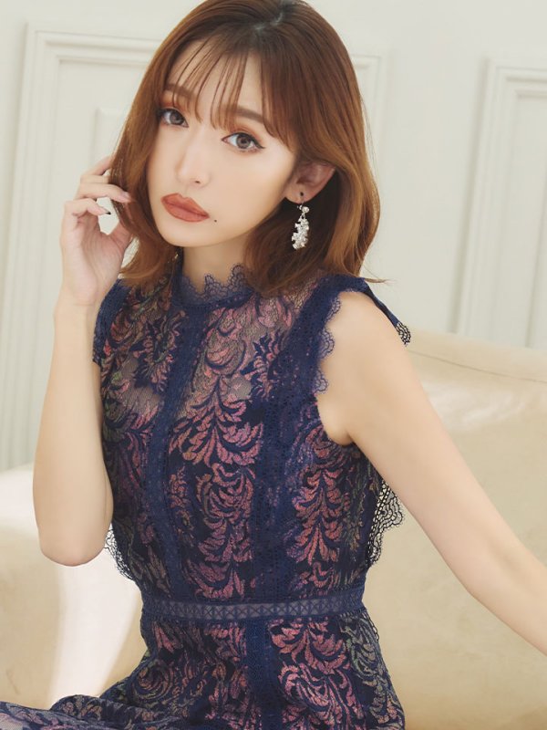 画像20: XS-Lサイズあり【ERUKEI エルケイ】フラワーレース/ Aライン/ ミモレ丈/ ノースリーブ/ ワンピース/ ミディアムドレス/ キャバドレス[OF2]