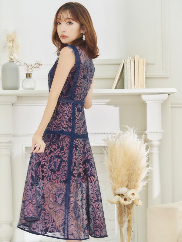 画像23: XS-Lサイズあり【ERUKEI エルケイ】フラワーレース/ Aライン/ ミモレ丈/ ノースリーブ/ ワンピース/ ミディアムドレス/ キャバドレス[OF2]
