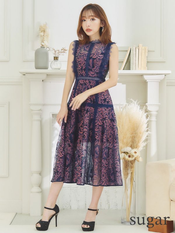 画像24: XS-Lサイズあり【ERUKEI エルケイ】フラワーレース/ Aライン/ ミモレ丈/ ノースリーブ/ ワンピース/ ミディアムドレス/ キャバドレス[OF2]