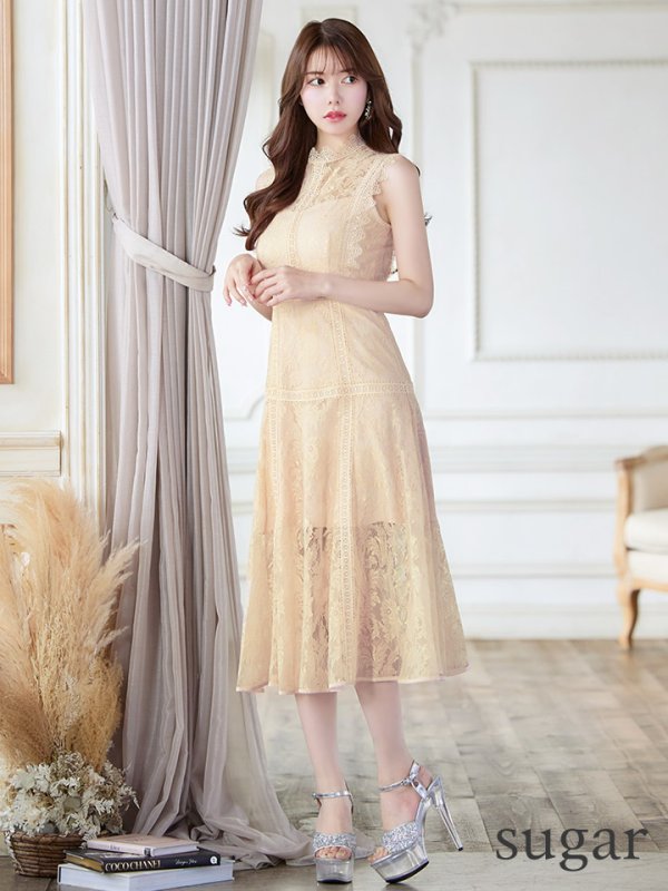 画像6: XS-Lサイズあり【ERUKEI エルケイ】フラワーレース/ Aライン/ ミモレ丈/ ノースリーブ/ ワンピース/ ミディアムドレス/ キャバドレス[OF2]