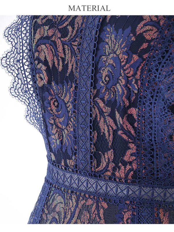 画像27: XS-Lサイズあり【ERUKEI エルケイ】フラワーレース/ Aライン/ ミモレ丈/ ノースリーブ/ ワンピース/ ミディアムドレス/ キャバドレス[OF2]