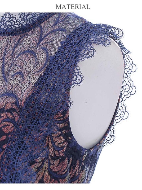 画像28: XS-Lサイズあり【ERUKEI エルケイ】フラワーレース/ Aライン/ ミモレ丈/ ノースリーブ/ ワンピース/ ミディアムドレス/ キャバドレス[OF2]