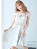 画像5: XLサイズあり【ERUKEI エルケイ】総レース/オフショル/フレア/ミニドレス /キャバドレス[OF2]