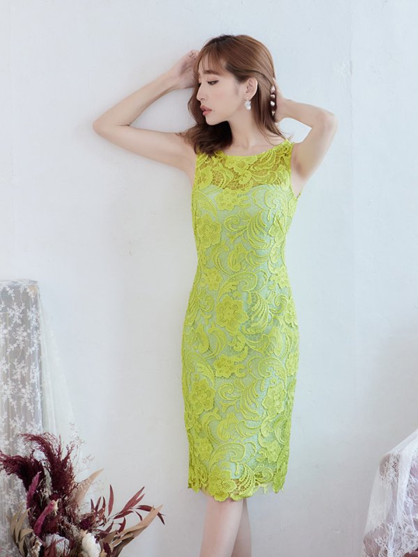 画像5: XS-Lサイズあり【ERUKEI エルケイ】総レース/ ノースリーブ/ 膝丈/ ひざ丈/ ミディアム/ タイト/ ワンピース/ キャバドレス[OF2]