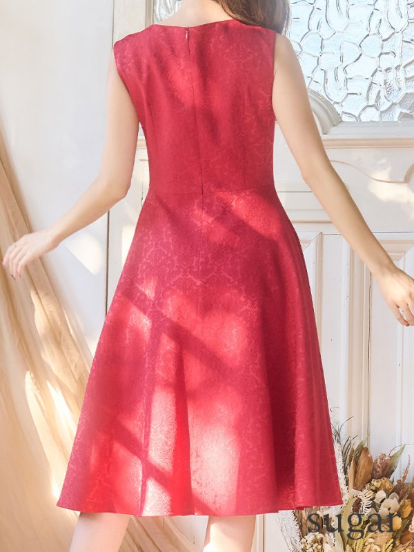 画像19: XSサイズあり【ERUKEI エルケイ】ワンカラー/ ノースリーブ/ ワンピース/ フレア/ ミディアムドレス/ キャバドレス[OF2]