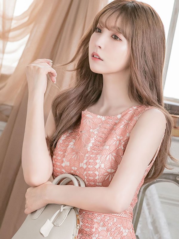 画像3: 【ERUKEI エルケイ】マーメイド/ ミディアム/ ワンピース/ ミモレ丈/ ケミカルレース/ ノースリーブ/ タイト/ キャバドレス[OF2]