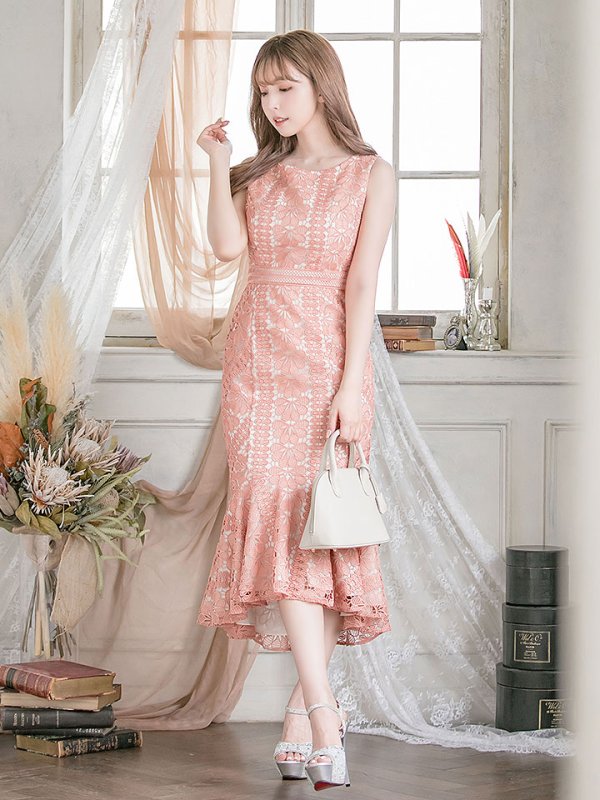 画像4: 【ERUKEI エルケイ】マーメイド/ ミディアム/ ワンピース/ ミモレ丈/ ケミカルレース/ ノースリーブ/ タイト/ キャバドレス[OF2]