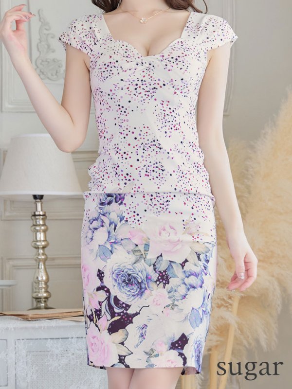 画像8: 【ERUKEI エルケイ】プリント/ 膝丈/ ミディアム丈/ タイト/ ワンピース/ ミニドレス/ キャバドレス[OF2]