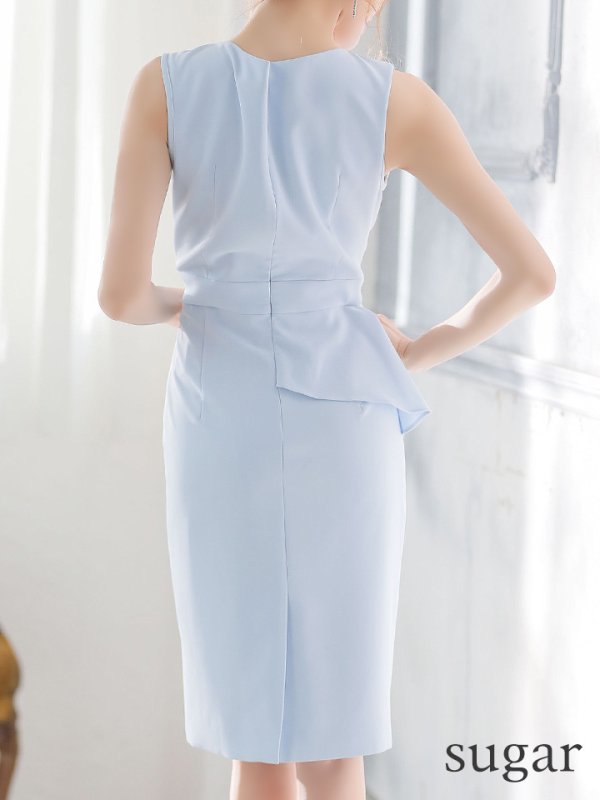 画像9: 【ERUKEI エルケイ】ペプラム風 /バイカラー/ ノースリーブ/ ワンピース/ タイト/ ミディアム丈/ キャバドレス[OF2]