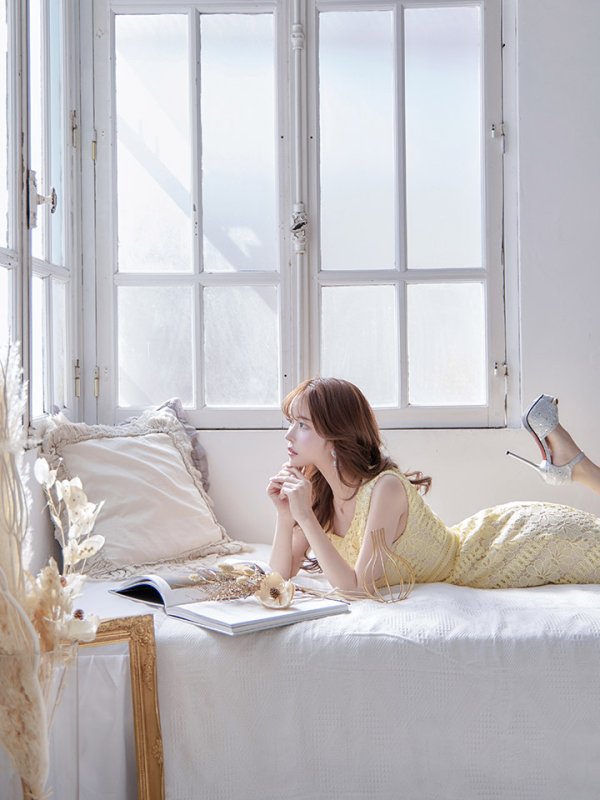 画像5: 【ERUKEI エルケイ】マーメイド/ ミディアム/ ワンピース/ ミモレ丈/ ケミカルレース/ ノースリーブ/ タイト/ キャバドレス[OF2]