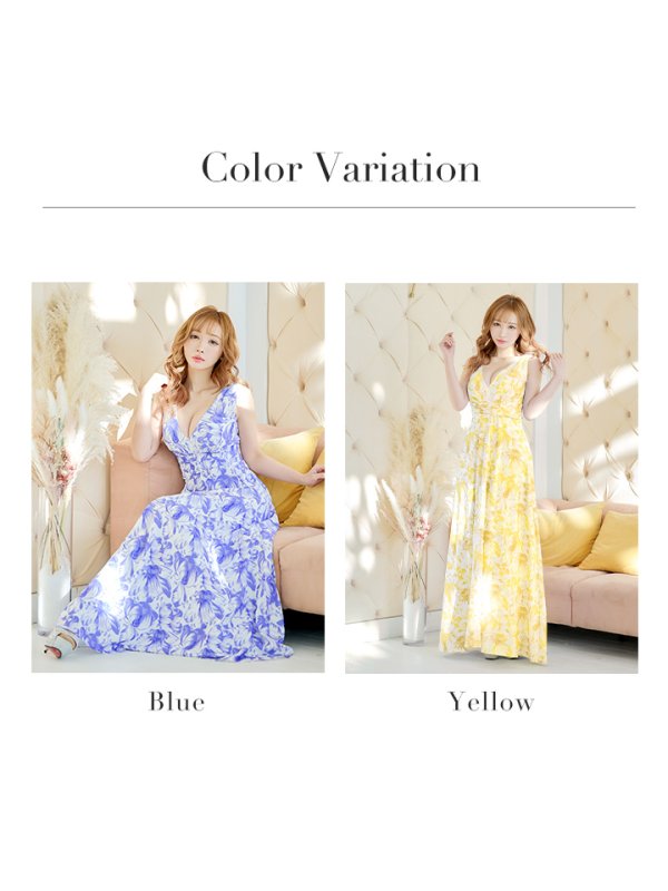 画像21: XS-Lサイズあり【ERUKEI エルケイ】ワンピース/ 花柄/ フラワープリント/ Vネック/ ノースリーブ/ ハイウエスト/ Aライン/ マキシ丈/ ロングドレス/ キャバドレスlong[OF2]