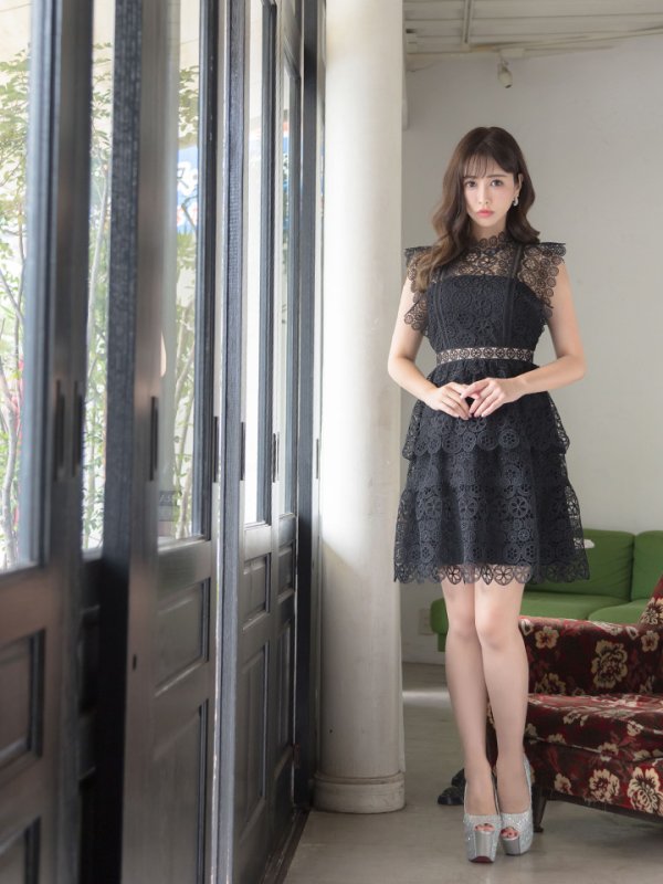 画像11: XS-Lサイズあり【SETTAN/セッタン】ケミカルレース/ ボートネック/ ノースリーブ/ワンピース/ミニドレス/ キャバドレス[OF2]