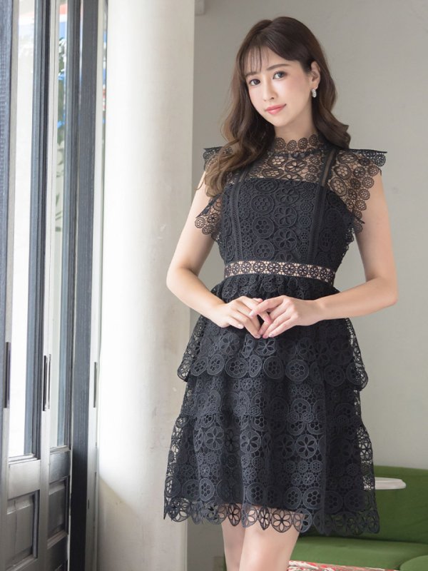 画像13: XS-Lサイズあり【SETTAN/セッタン】ケミカルレース/ ボートネック/ ノースリーブ/ワンピース/ミニドレス/ キャバドレス[OF2]