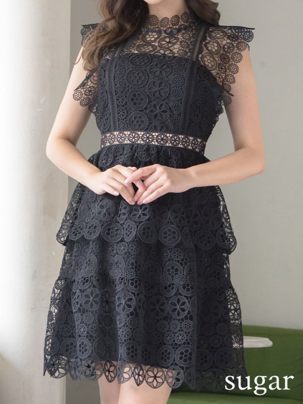 画像17: XS-Lサイズあり【SETTAN/セッタン】ケミカルレース/ ボートネック/ ノースリーブ/ワンピース/ミニドレス/ キャバドレス[OF2]