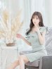 画像29: XS-Lサイズあり【ERUKEI エルケイ】ワンカラー/ Vネック/ フリル袖/ 袖あり/ ミディアム丈/ ワンピース/ タイト/ ミニドレス/ キャバドレス[OF2]