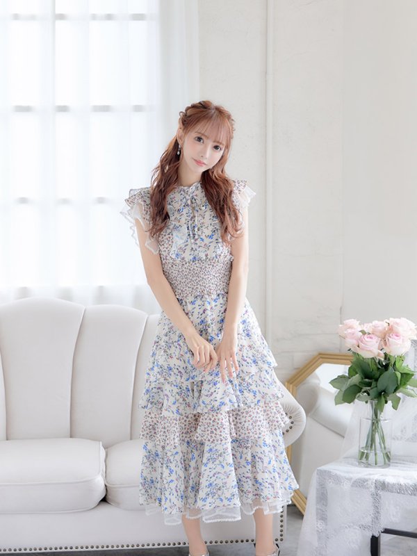 画像6: 【ERUKEI エルケイ】花柄/フリル/ マキシ丈/ワンピース/ミニドレス/ キャバドレス[OF2]