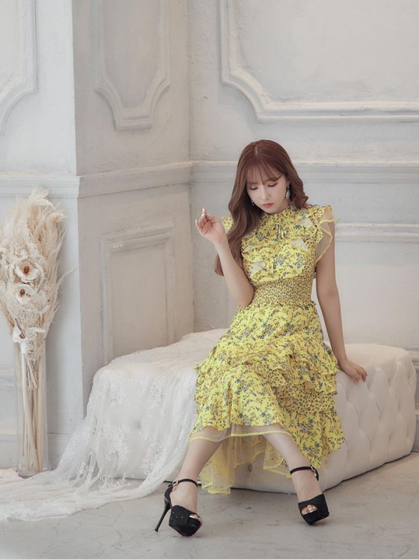 画像4: 【ERUKEI エルケイ】花柄/フリル/ マキシ丈/ワンピース/ミニドレス/ キャバドレス[OF2]