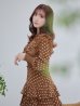 画像13: 【ERUKEI エルケイ】ドット/ ロングスリーブ/ 長袖/フリルデザイン/ 膝丈/ ミディアム/ マキシ丈/ ワンピース/ キャバドレス[OF2]