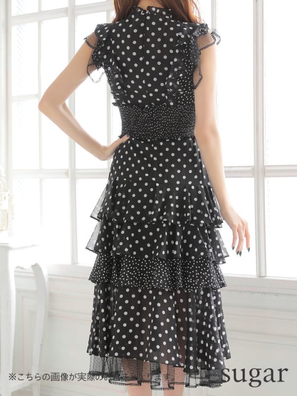 画像24: 【ERUKEI エルケイ】ドット/ 膝丈/ ワンピース/マキシ/フリルデザイン/ キャバドレス[OF2]