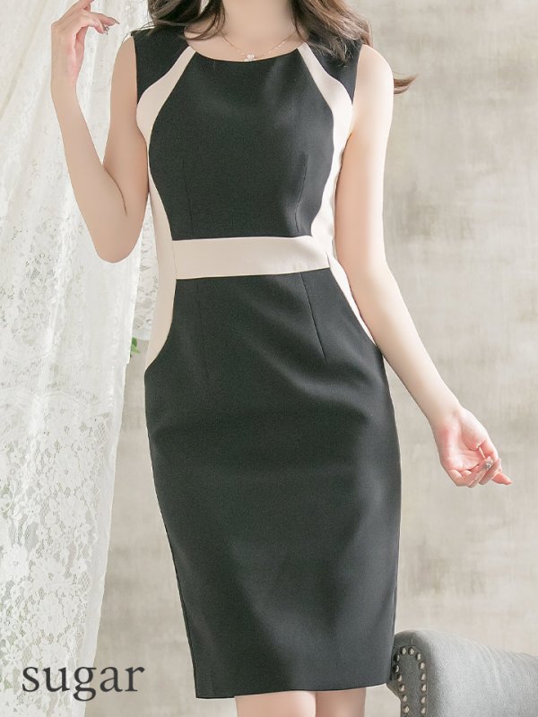 画像13: 【ERUKEI エルケイ】バイカラー/ ノースリーブ/ タイト/ ミニドレス/ キャバドレス[OF2]